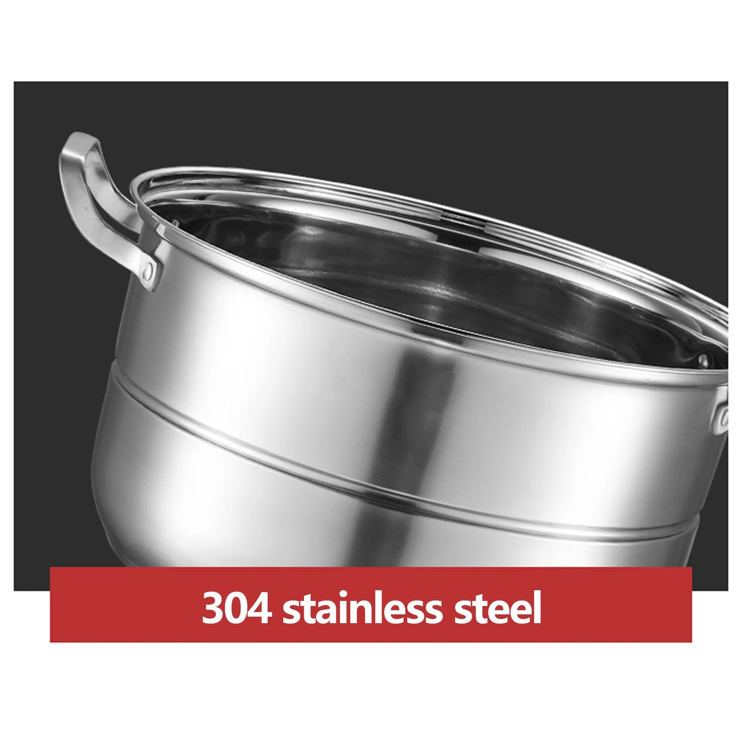 304 Stainless Steel Steamer Stackable Steam Cooker 32cm Diameter 5 Levels