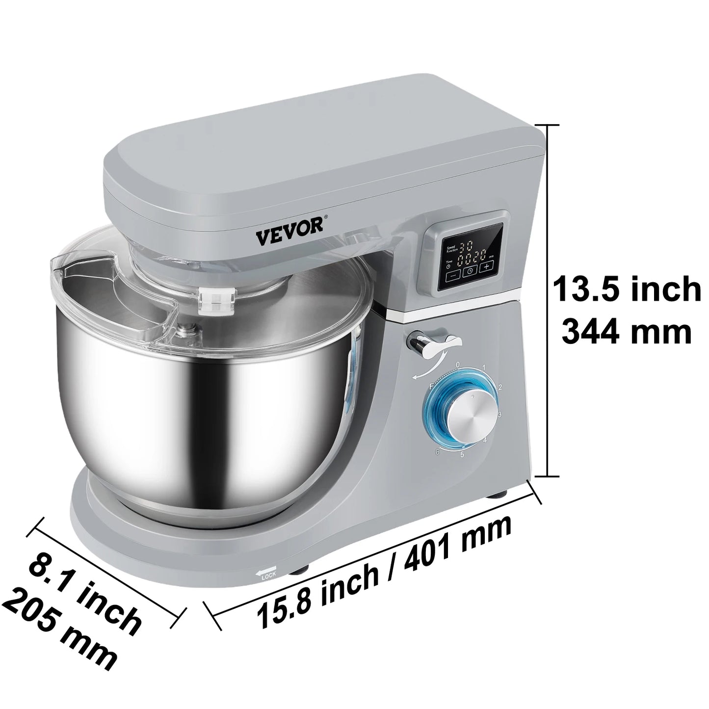 SucceBuy 5.5 7L Electric Stand Mixer with 6 Speeds LCD Screen Timing Food Mixer Cream Egg Whisk Dough Kneader with Steel Bowl