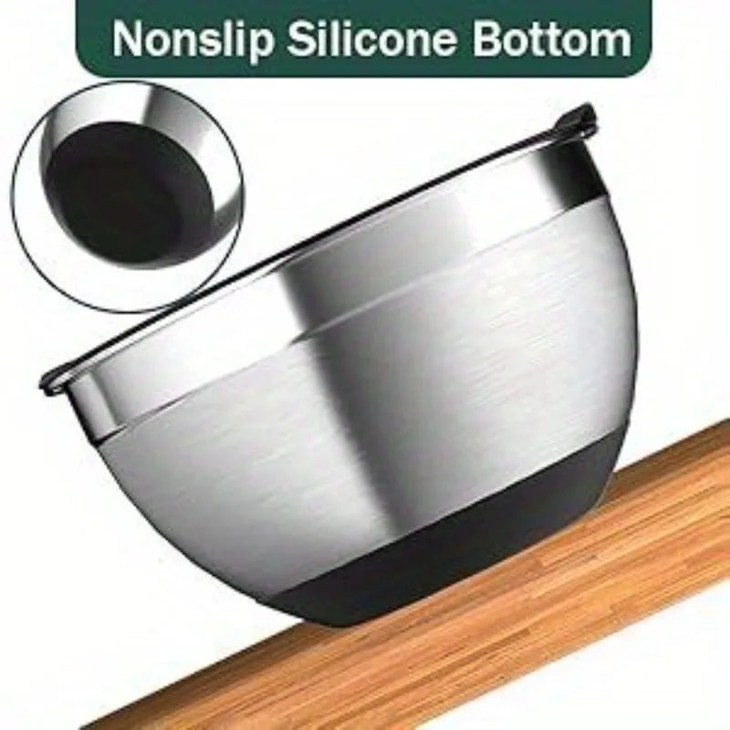 5-Piece Stainless Steel Nesting Mixing Bowl Set for Baking
