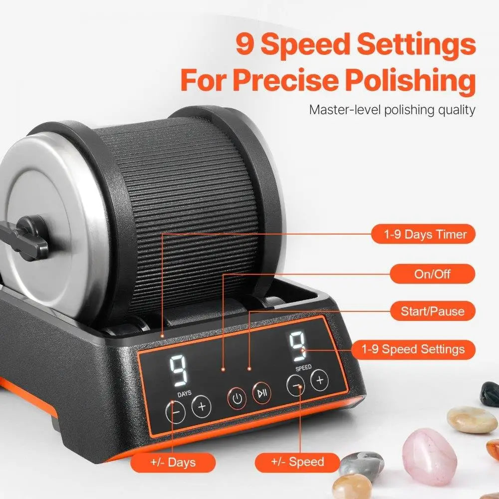 Hign-concerned Rock Tumbler Kit with 9 Speeds and Timer