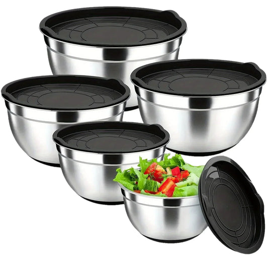 5-Piece Stainless Steel Nesting Mixing Bowl Set for Baking