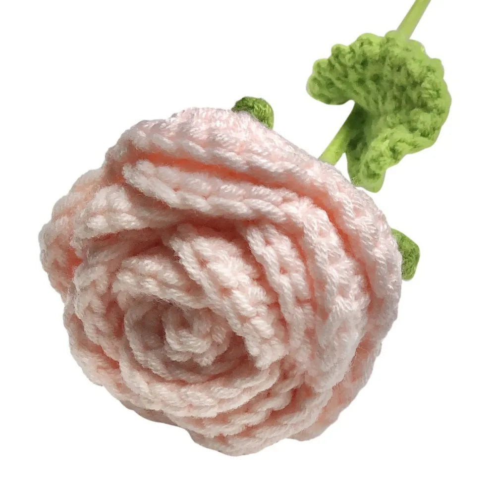 6 Pieces Multi Color DIY Knitting Rose Flower Bouquet Hand Knitted Fake Flowers Crochet Floral Arrangement