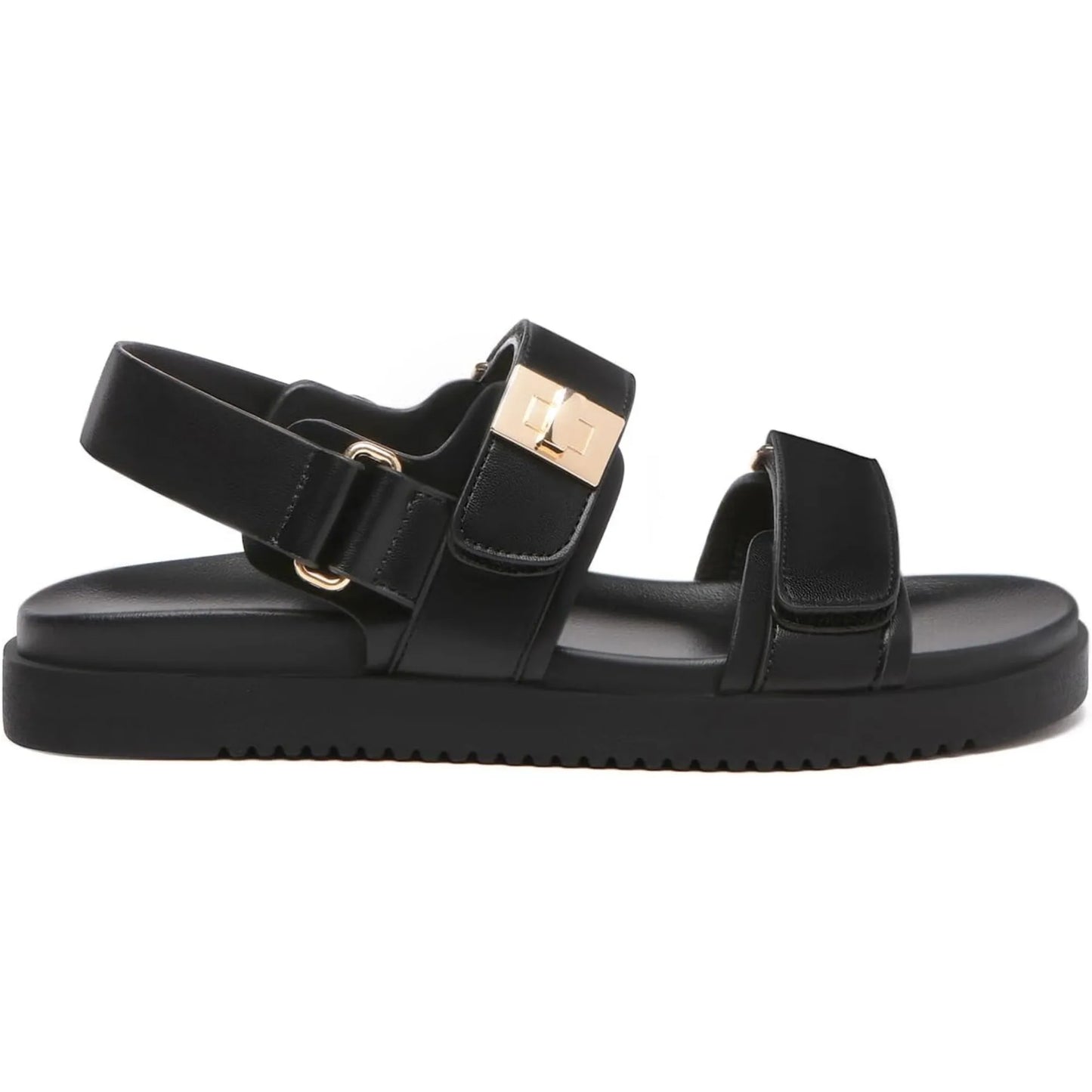 Women's Flat Sandals Comfort Adjustable Double Strap Slip on Leather Footbed Sandals Shoes