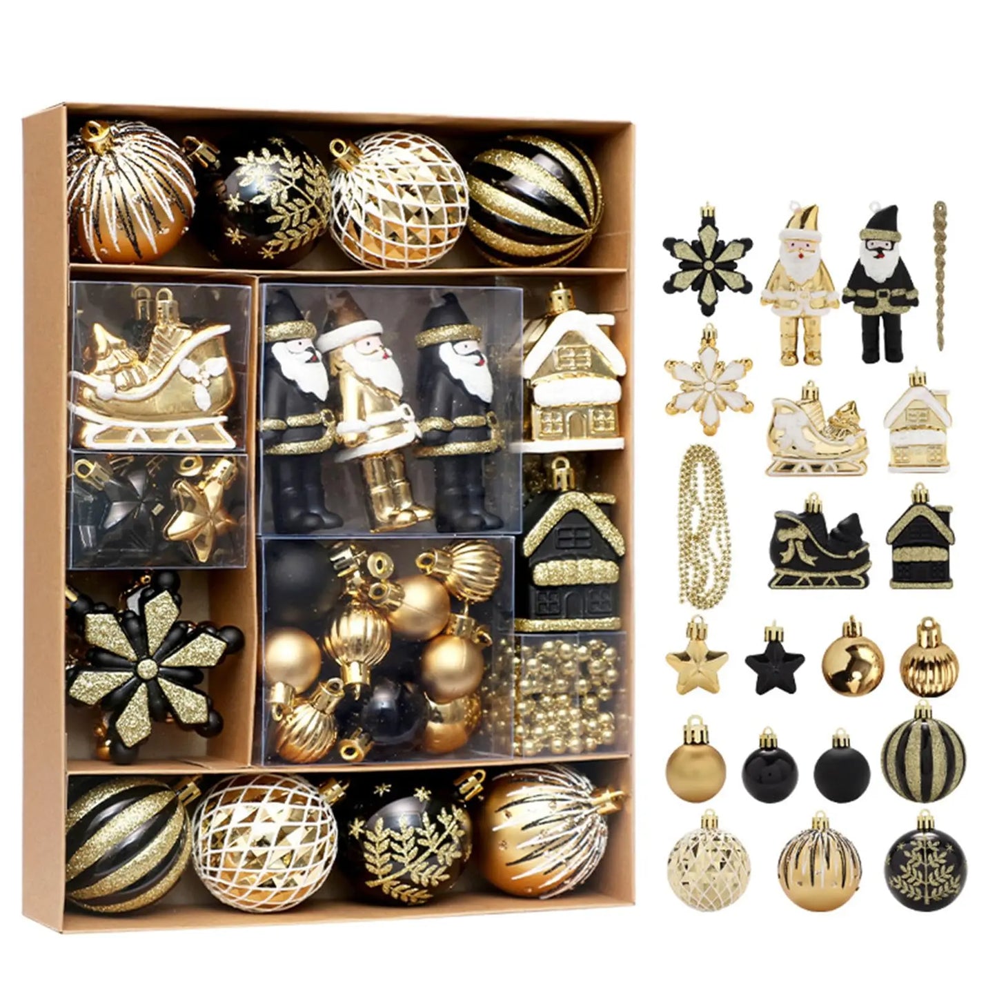 50 Pieces Christmas Ball Ornaments Set for Tree Decorations in Champagne Blue Black and Wine Red