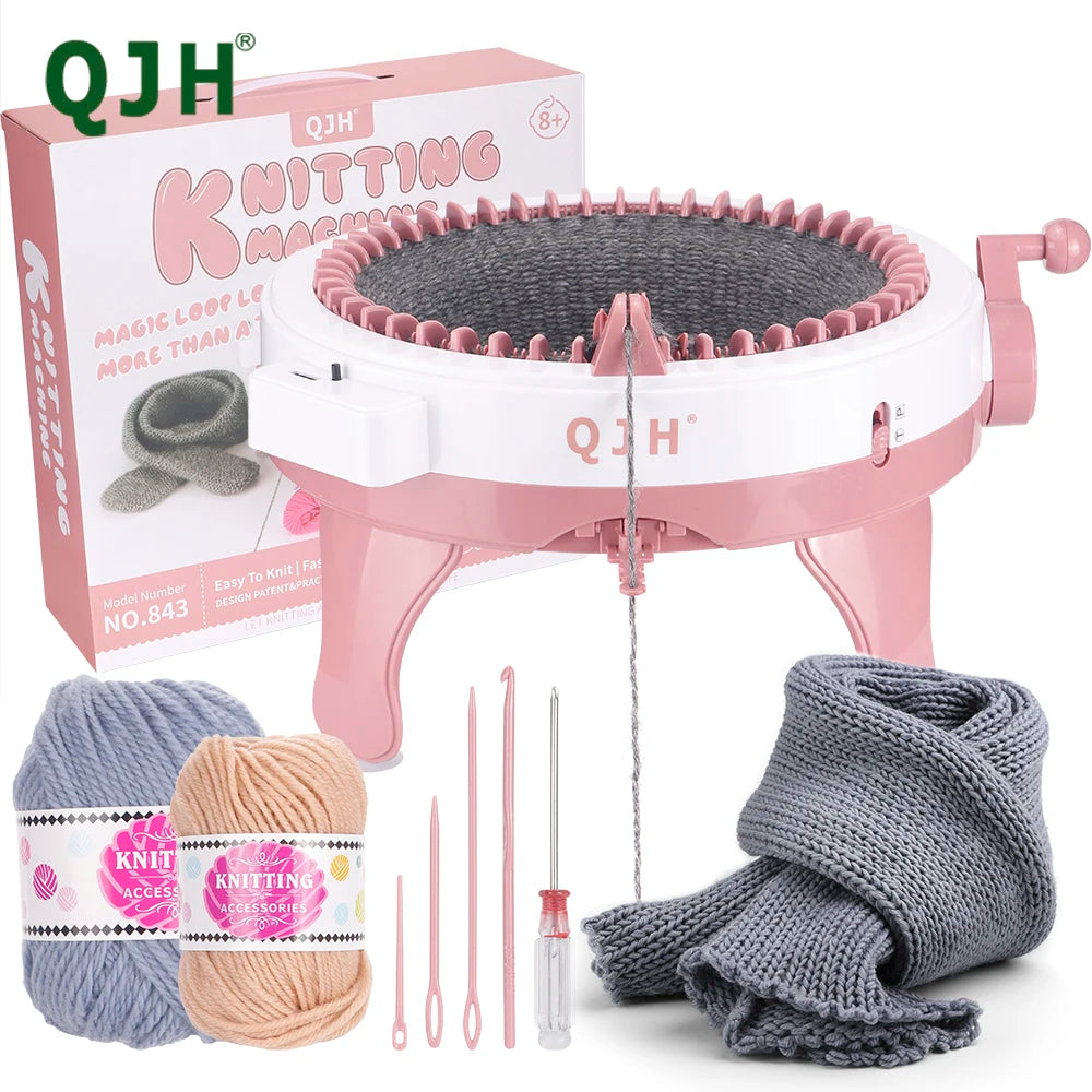 QJH 48-Needle Knitting Machine Kit Portable Easy-to-Use DIY Loom for Scarves Hats Gloves