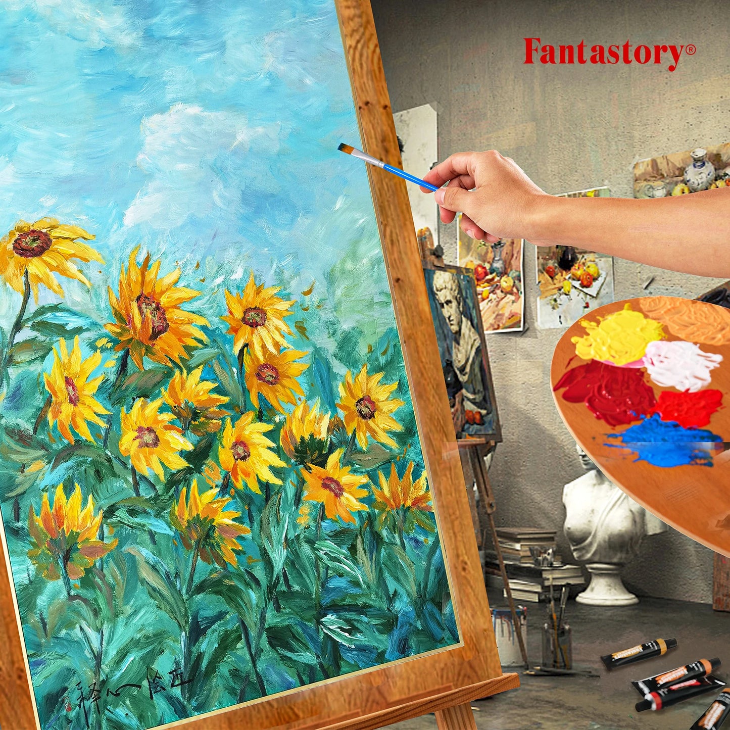 12ML 24 Colors Acrylic Paint Set with 3 Brushes for Adults