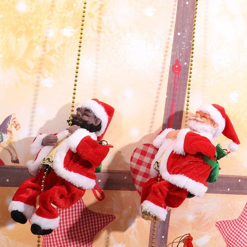 Christmas Decoration Electric Ladder Climbing Rope Santa Claus Gift Black Ladder Pendant