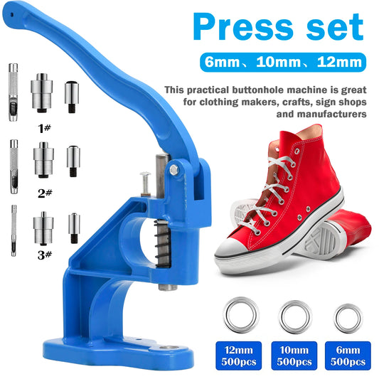 Hign-Concerned Manual Grommet Machine Eyelet Press 3 Dies