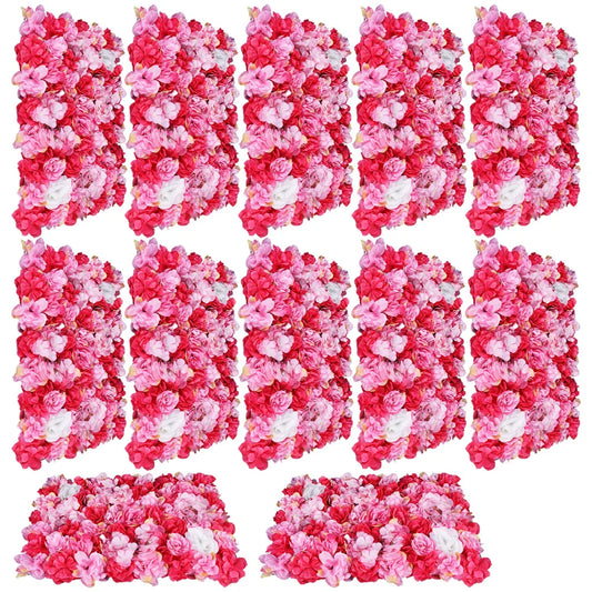 12-Piece Flower Wall Panel Set Silk Dahlia and Rose for Wedding Party Home Decorations