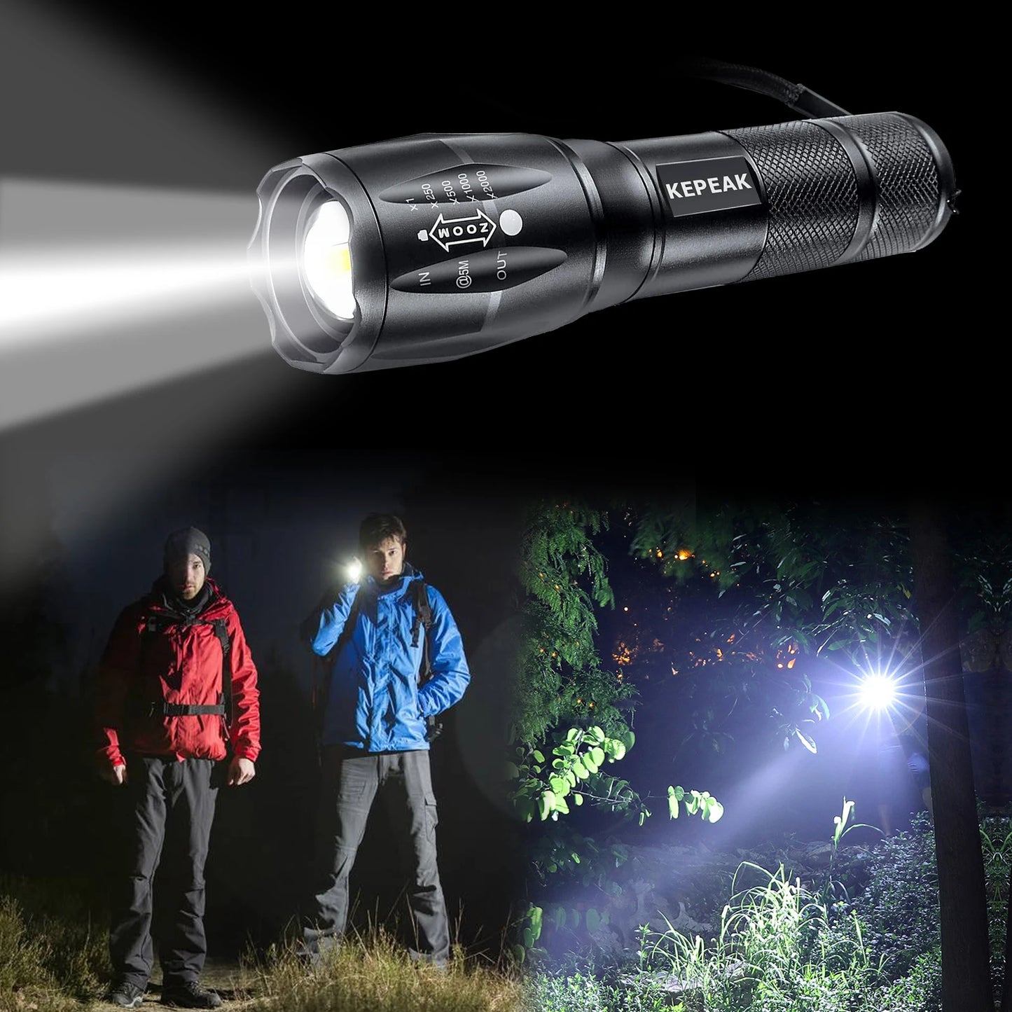 2 pcs High Power Led Flashlight 5 Lighting Modes