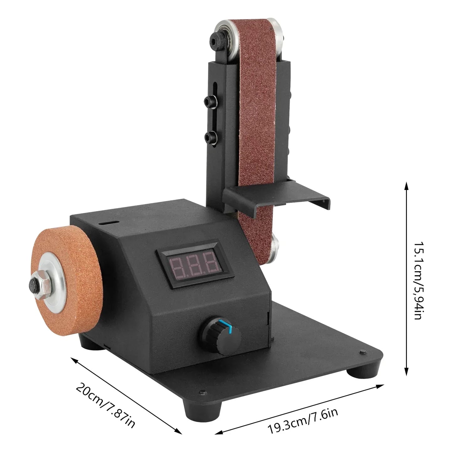 220V EU 350W Benchtop Sander 0-8500r/min Multi-Functional Electric Mini Belt Sander for Woodworking Metalworking DIY Projects