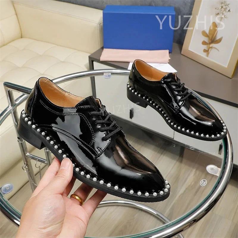 GUANSIYAO Retro Suede Loafers Women Round Toe Slip On