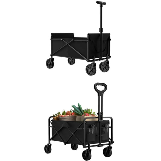 4 Wheel Foldable Garden Handcart Heavy Duty Cargo Transport One Hand Carry Portable Design for Easy Storage