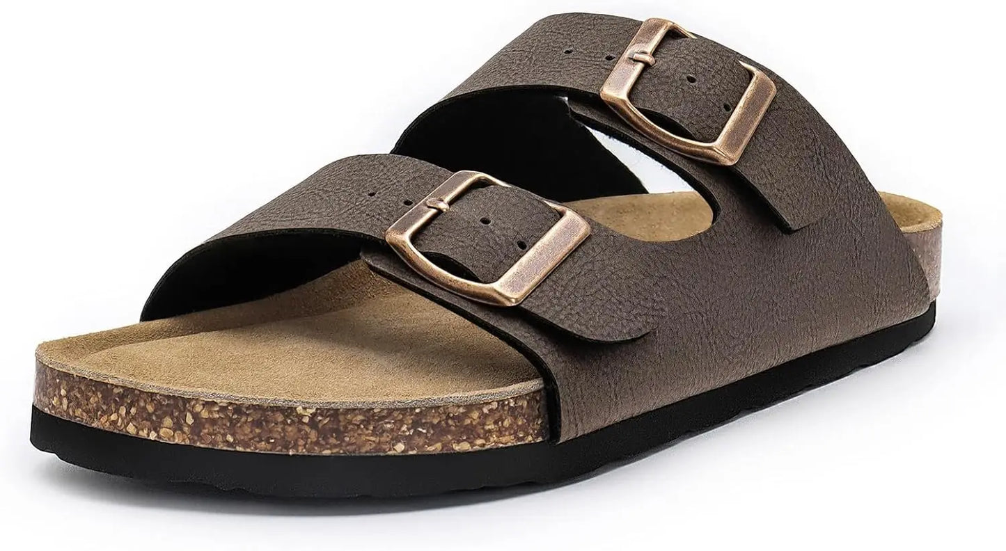 Women's Adjustable Cork Footbed Slide Sandals with Arch Support
