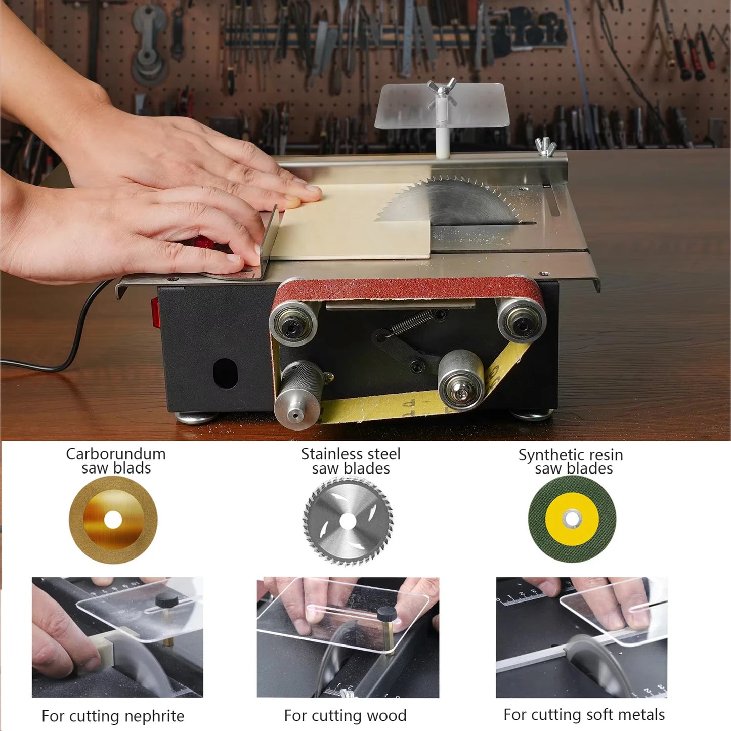 300W Benchtop Saw And Belt Sander Combo For Precision Cuts