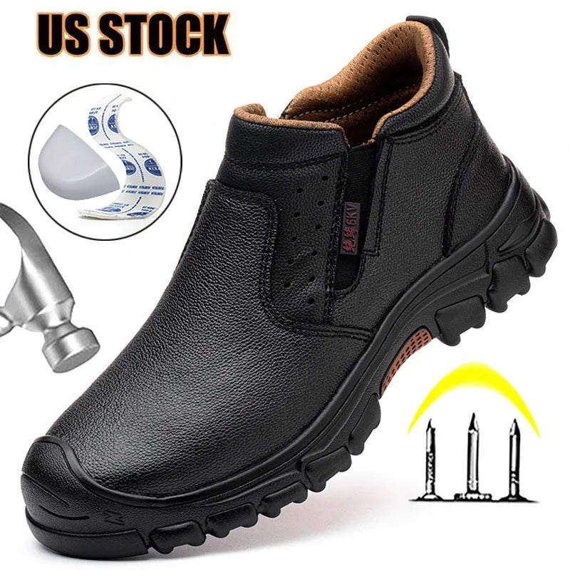 Men Work Shoes Breathable Sneakers with Composite Toe and Anti-Puncture Safety Boots