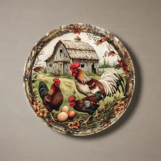 Farmhouse Chicken Metal Art Rustic Sign for Indoor and Outdoor