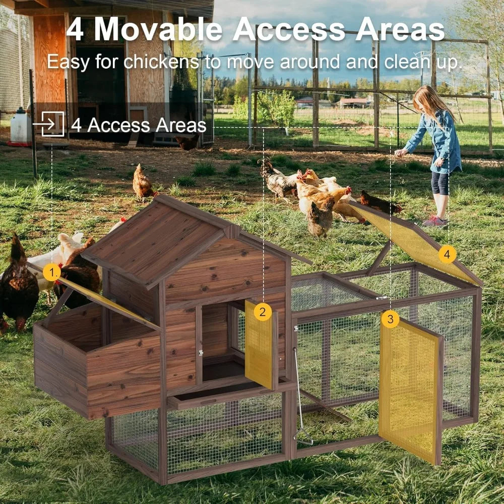 Large Wooden Chicken Coop 160 Inch Outdoor Chicken Cages and Run with Nesting Boxes for 2 to 8 Chickens Hen Run Poultry Pet House