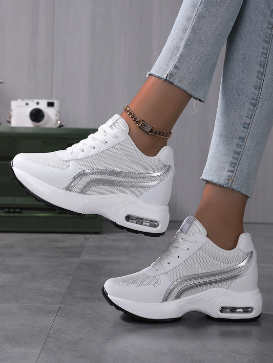 Women's Casual Sports Shoes with Air Cushion and Lace-up Closure