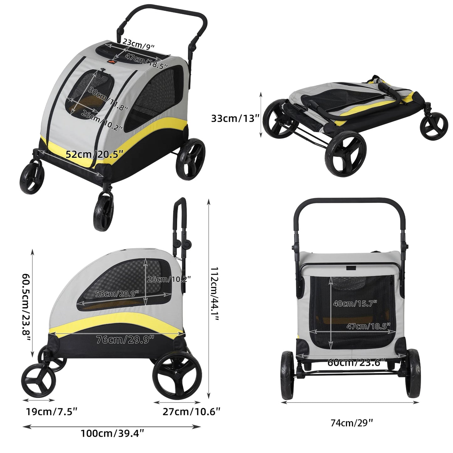 Premium Dog Stroller Pram by Breed for All Dog Sizes