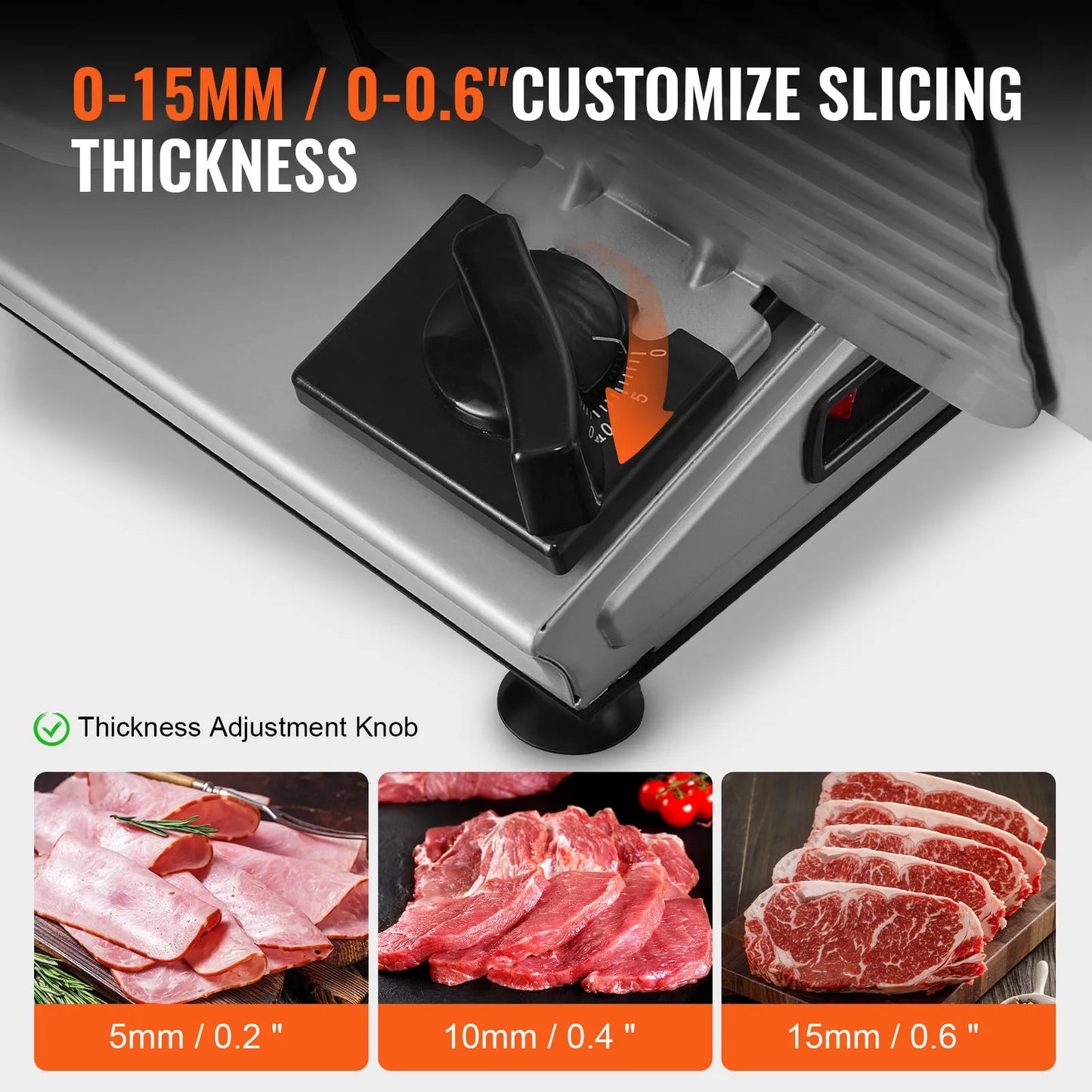 SucceBuy Electric Meat Slicer Deli Food Slicer with Stainless Steel Blade Adjustable Thickness for Home Use