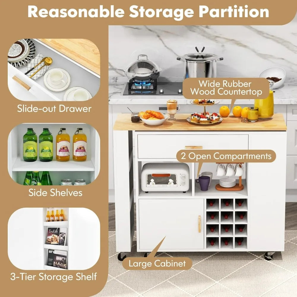 Mobile Kitchen Island Cart by Brand Name, 4-in-1 Serving Solution