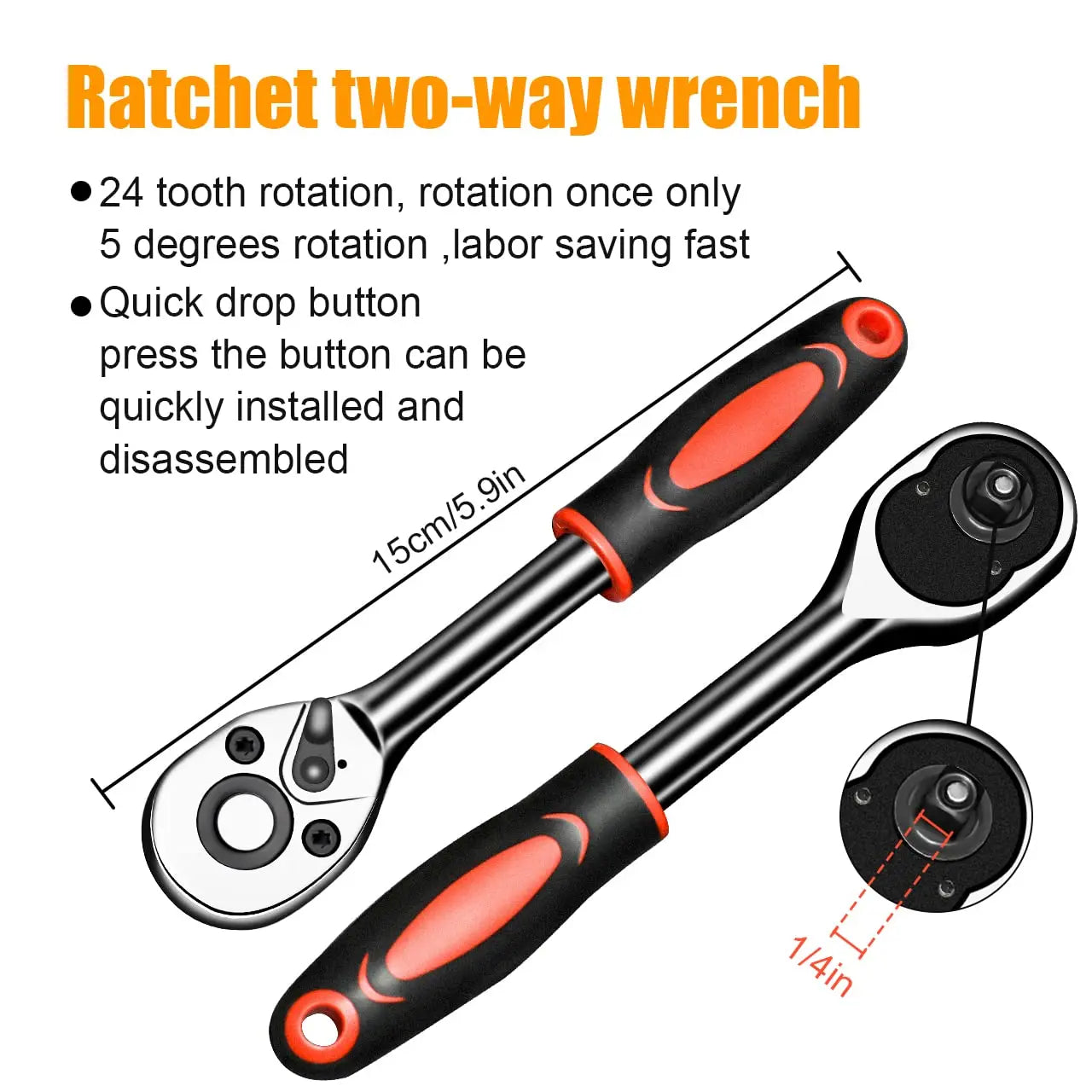 46 Piece Drive Socket Set Ratchet Wrench Set Car Tool Kit Metric Mechanic Tool Set