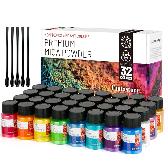 32 Colors Mica Powder Glitter Powder for Craft Supplies 0.35oz
