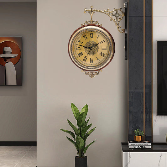 Vintage Double-Sided Wall Clock Indoor Wall-Mounted Silent Clock