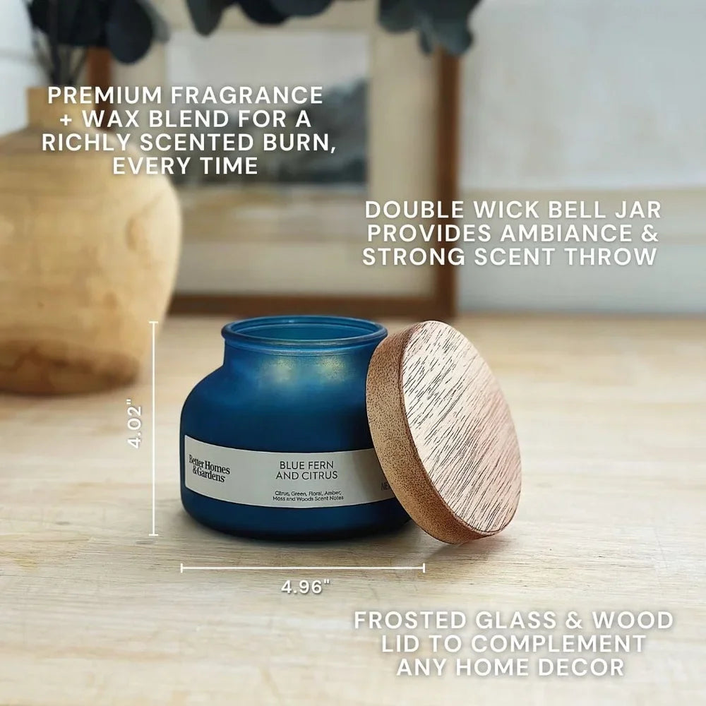 Blue Fern Citrus Scented Jar Candle for Home Décor