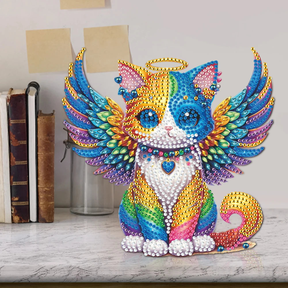 5D DIY Acrylic Animal Tabletop Ornament Diamond Painting Shake Head Cat Decoration