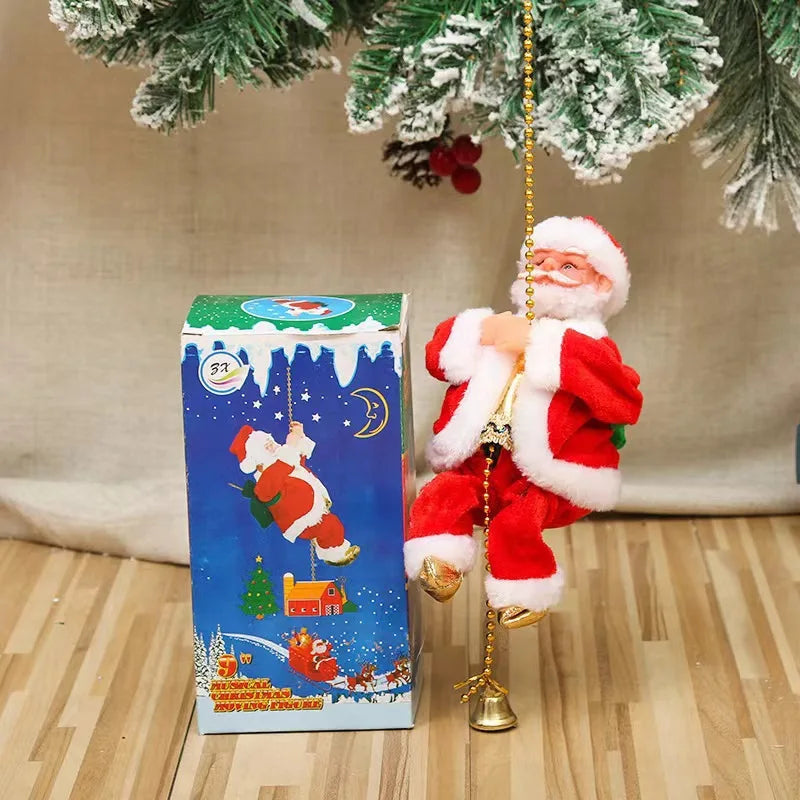 Christmas Decoration Electric Ladder Climbing Rope Santa Claus Gift Black Ladder Pendant