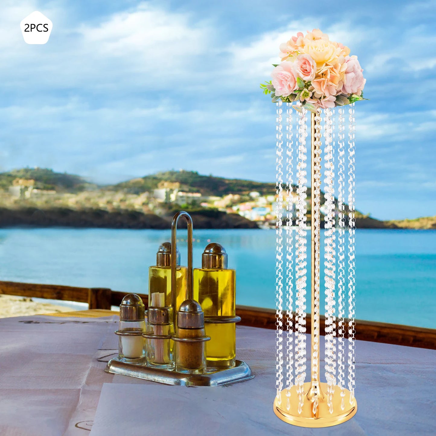 2Pcs 35.4Inch Tall Wedding Centerpieces Elegant Flower Vases
