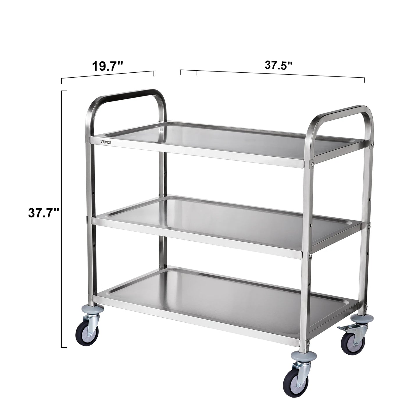 SucceBuy 3-Tier Rolling Utility Cart Metal Storage Shelving Unit