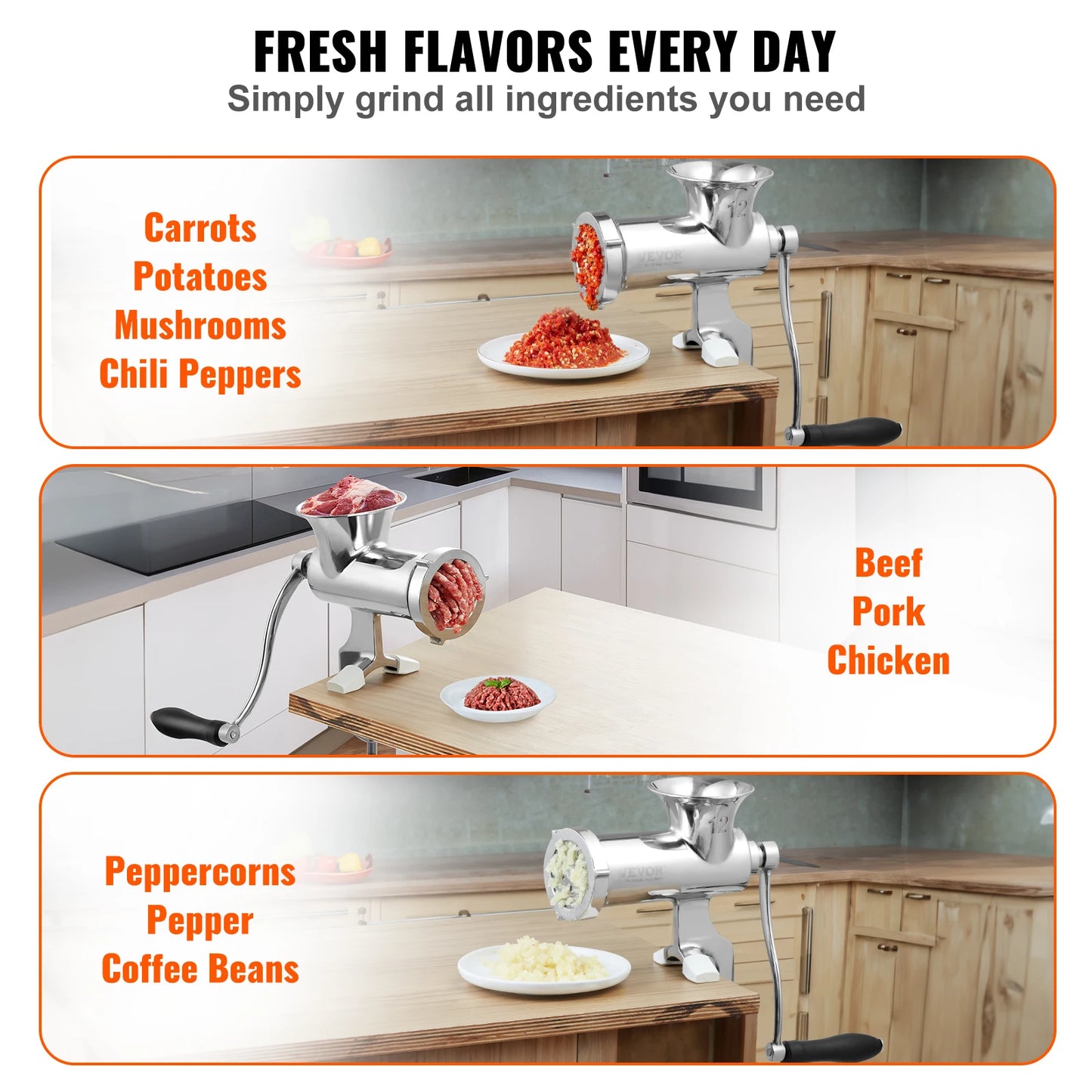 Manual Stainless Steel Meat Grinder for Home Sausage Making