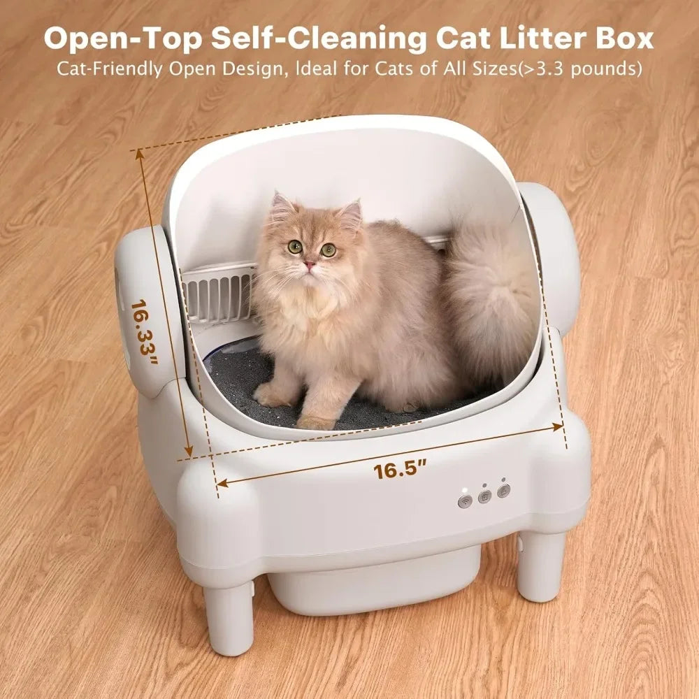 Self Cleaning Litter Box Open Top Design Automatic Cat Litter Box with App Control for Multiple Cats