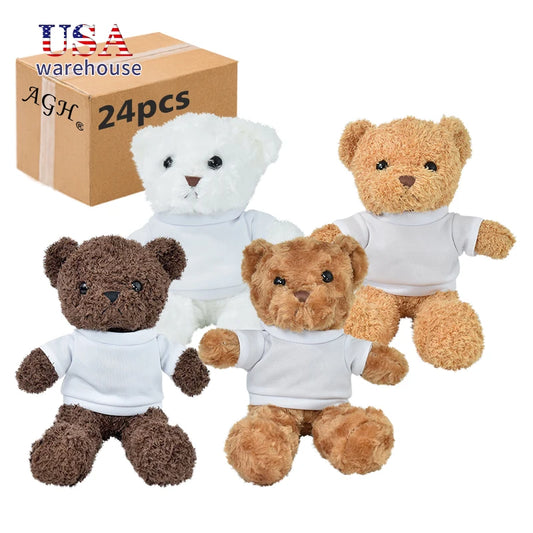 24pcs Pack New Arrival Popular Cute Sublimation White T shirt Bear Mixed Color Hu