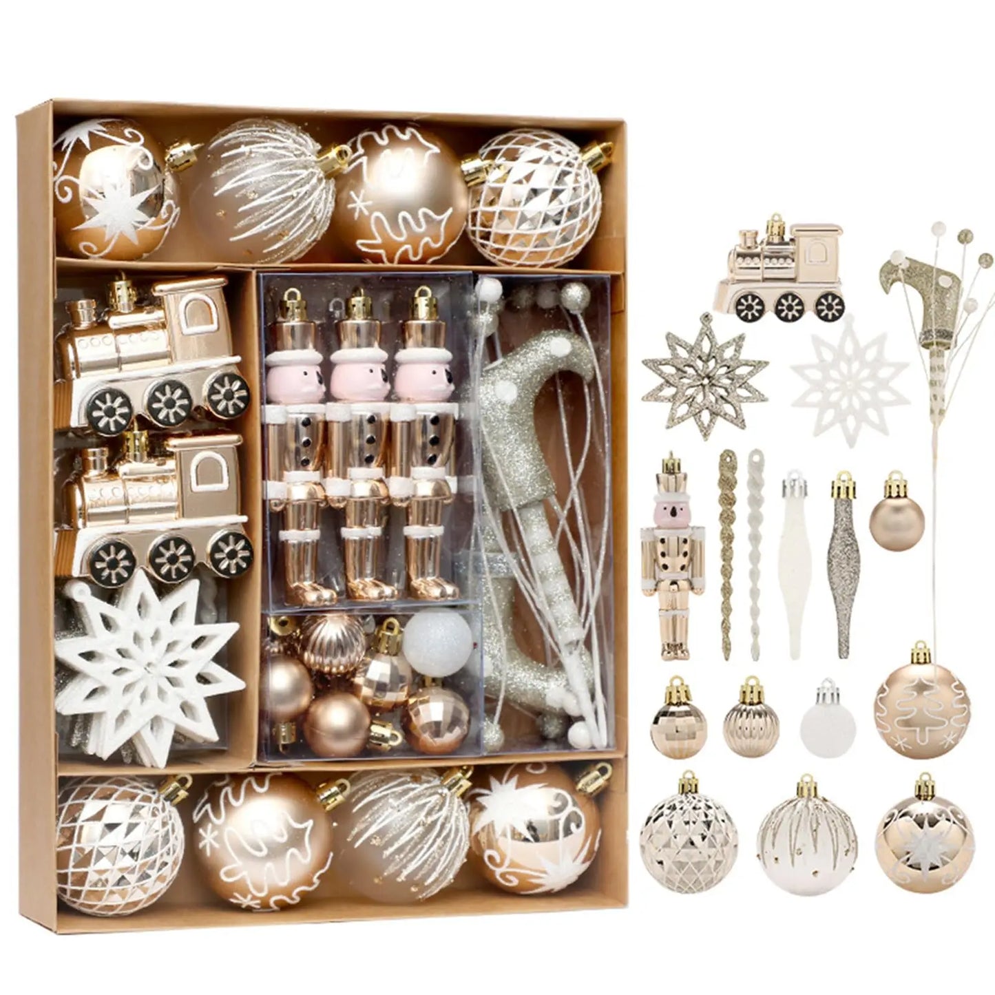 50 Pieces Christmas Ball Ornaments Set for Tree Decorations in Champagne Blue Black and Wine Red