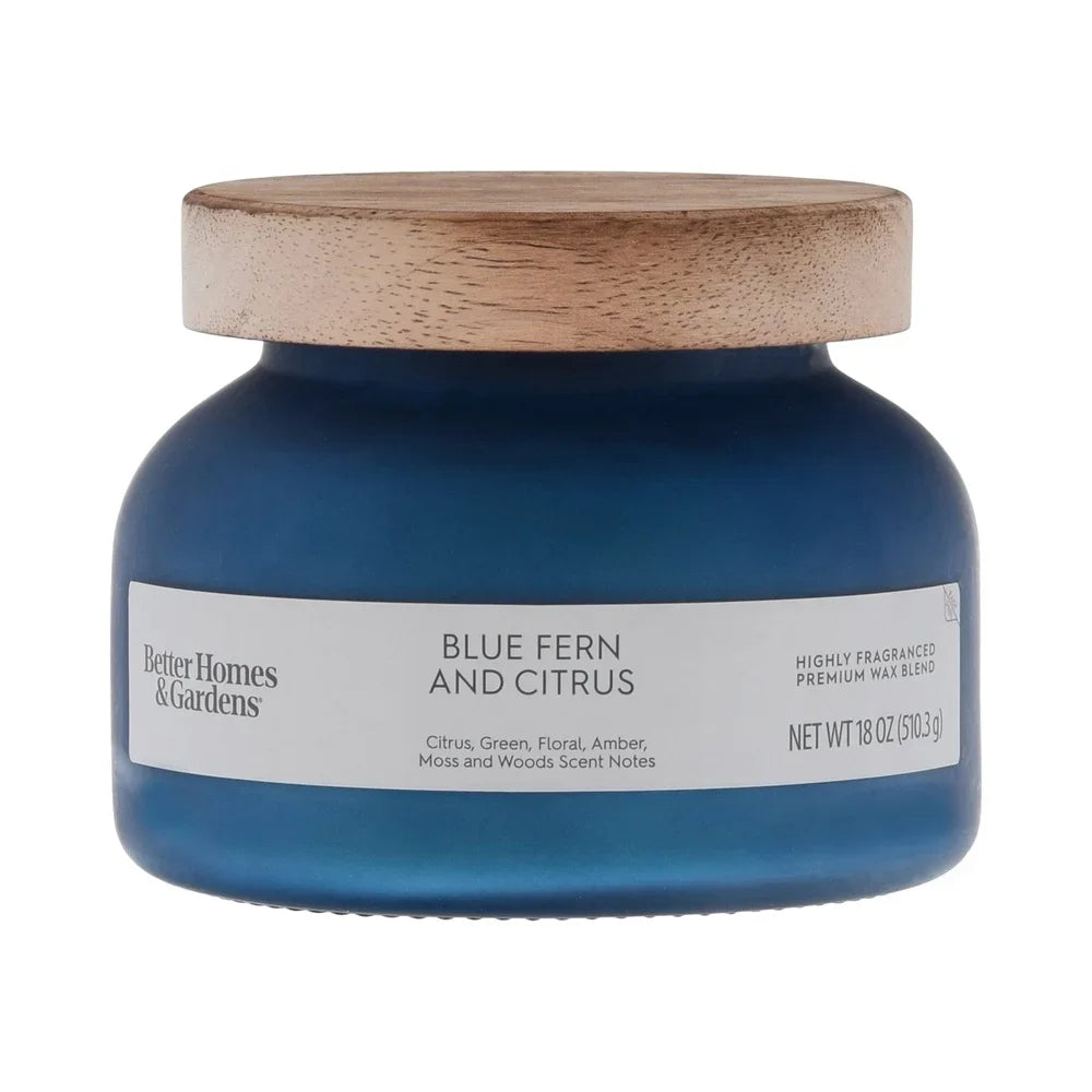 Blue Fern Citrus Scented Jar Candle for Home Décor