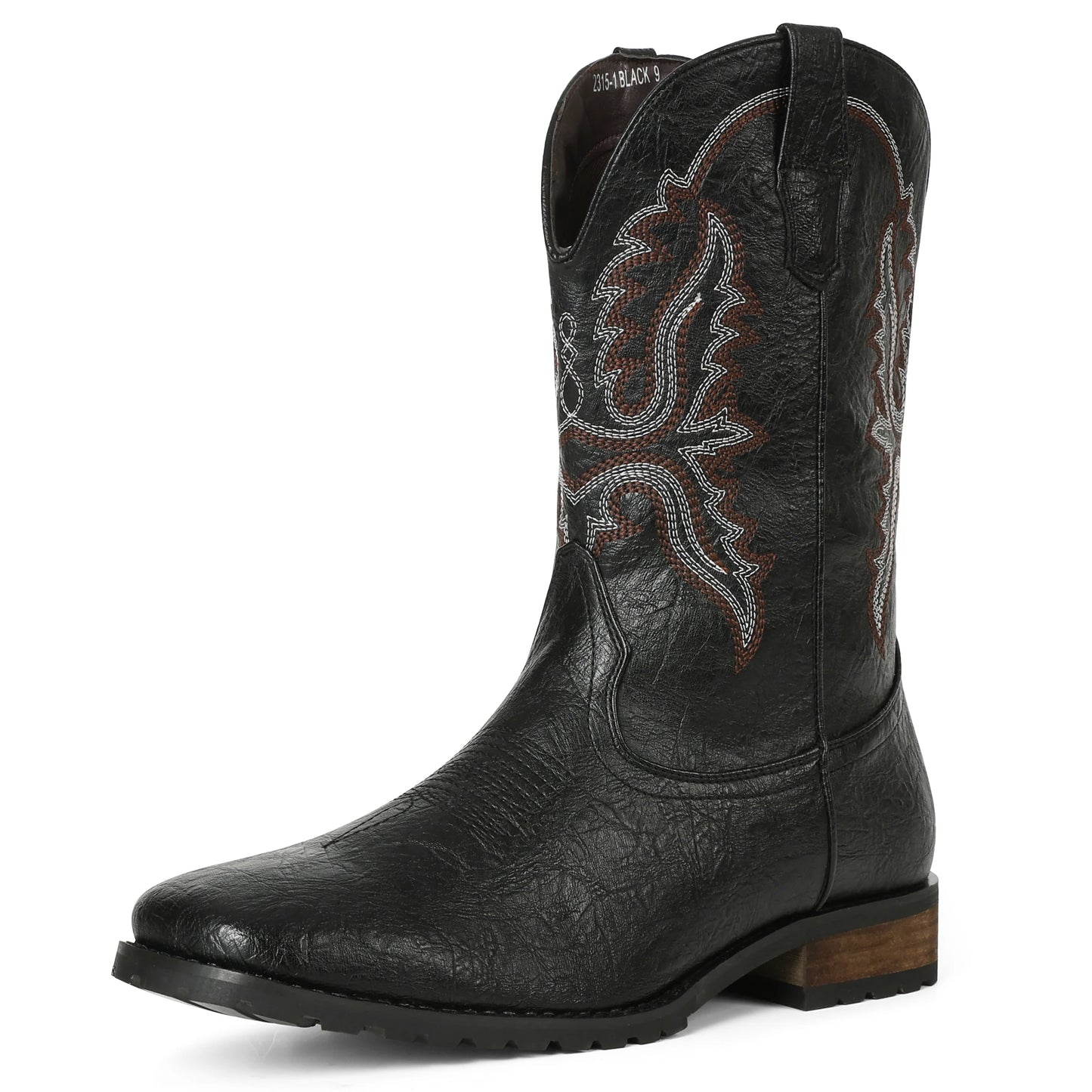 DoraTasia Plus Size 12.5 Retro Square Toe Neutral Cowboy Boots Luxury Embroidered Western Pull-On Boots