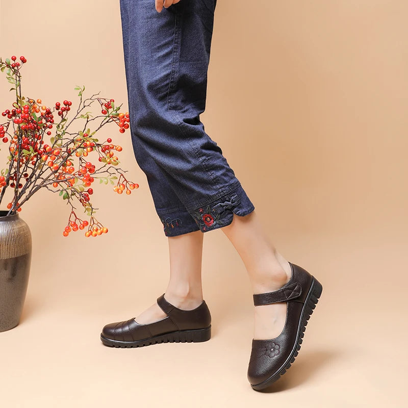 Women's Floral Embroidery Work Flats by Department Brand