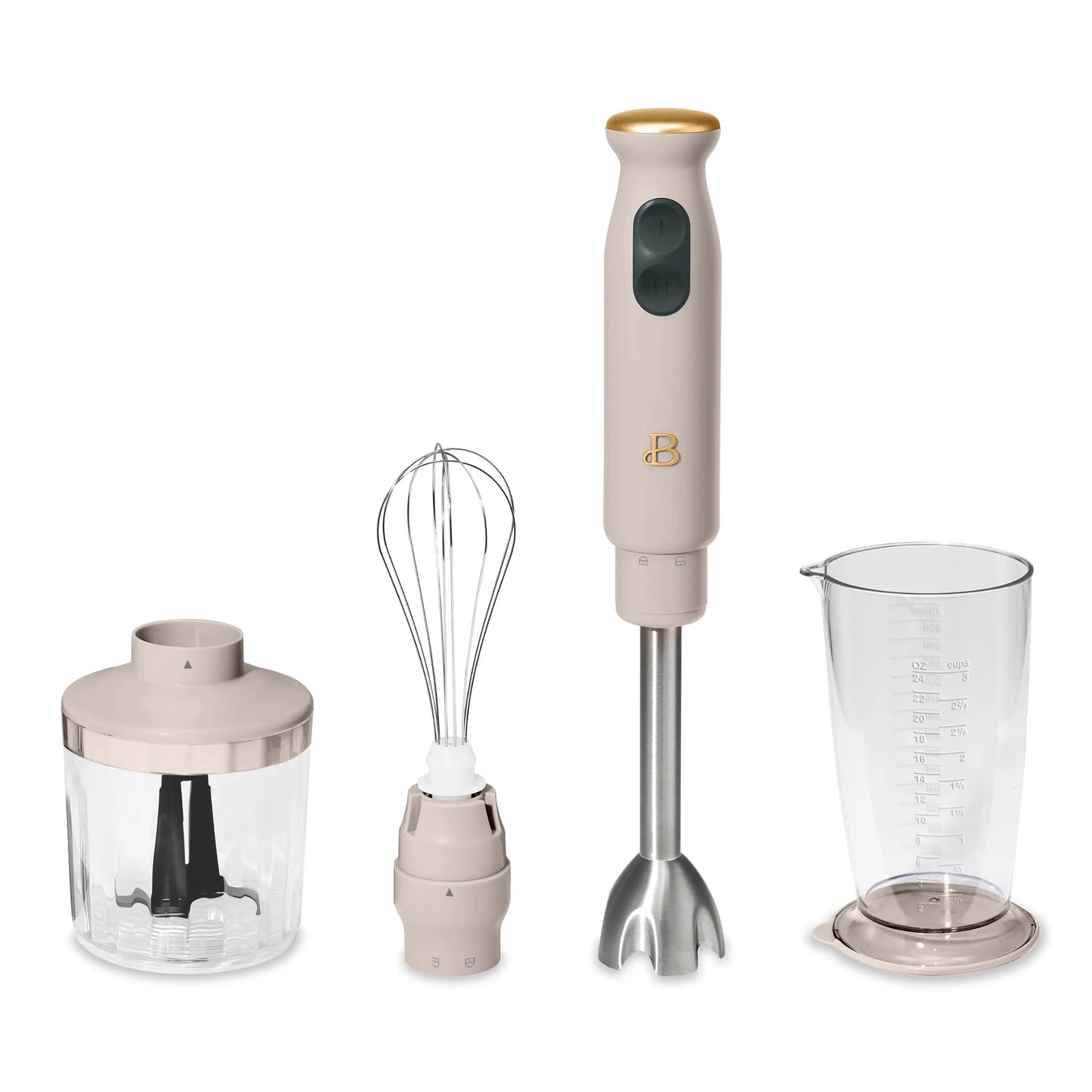 Beautiful 2-Speed Immersion Blender with Chopper and Measuring Cup by Drew Barrymore