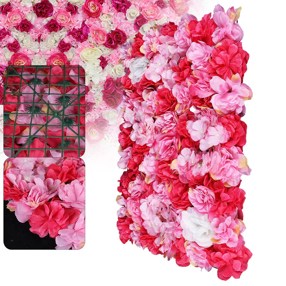 12-Piece Flower Wall Panel Set Silk Dahlia and Rose for Wedding Party Home Decorations
