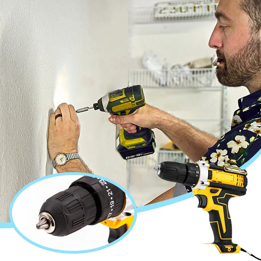 21V Cordless Drill 3/8 Inch Keyless Chuck Electric Drill 25 Plus 1 Clutch Max Torque 25 Plus 1 Nm Two Variable Speed for Home DIY and Repair