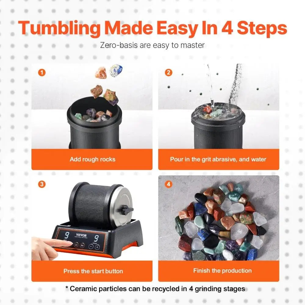 Hign-concerned Rock Tumbler Kit with 9 Speeds and Timer