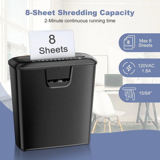Bonsaii Paper Manual Reversal 8 Sheet Strip Cut Shredder for Home Use CD Credit Card Shredder Machine 3.4 Gallons