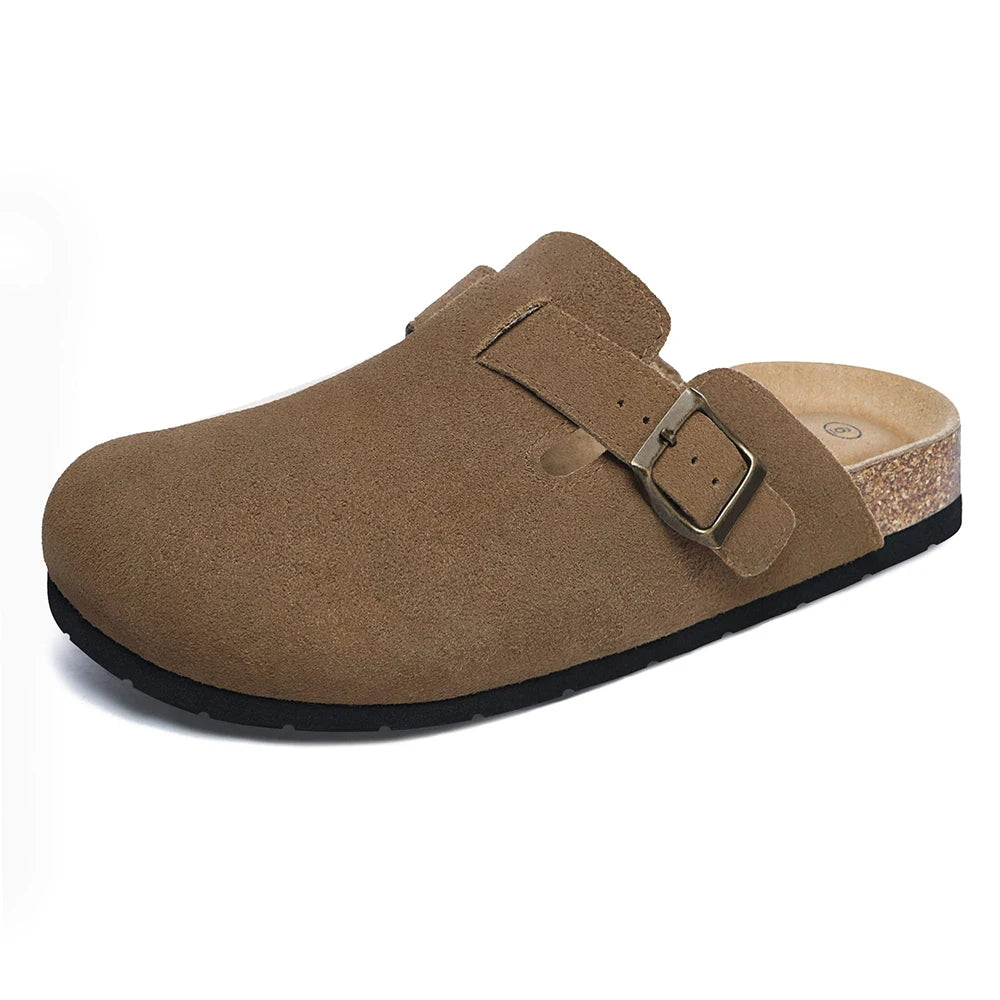 Women's Suede Clogs Shoes Adjustable Buckle Slip On Slippers