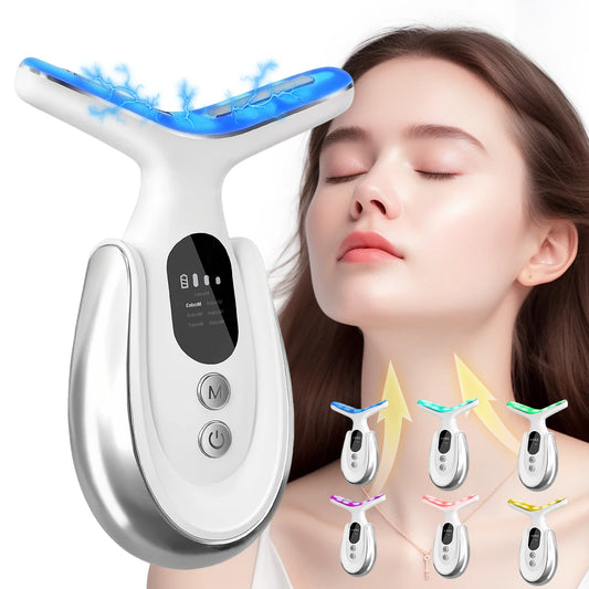 Facial And Neck Massage USB Rechargeable Neck Wrinkle Removal Beauty Apparatus-3 Gears 7 Modes Skin Lifting Face Relaxation Tool