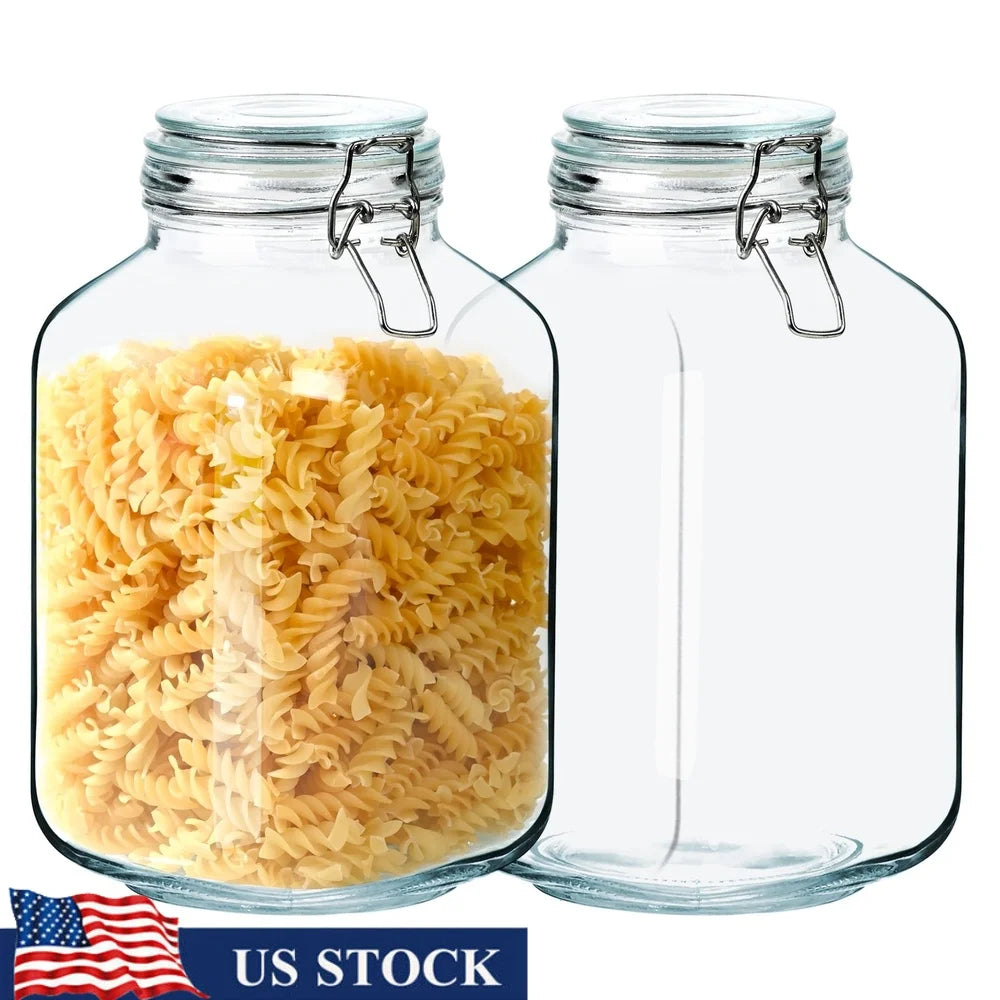 PDQDrinkware Glass Jars 2 Pack Airtight Lid Wide Mouth