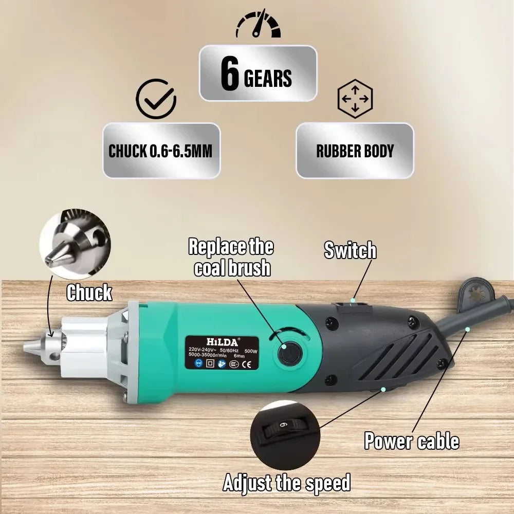 HILDA 500W 6-Position Engraver Electric Drill Multi-Tool